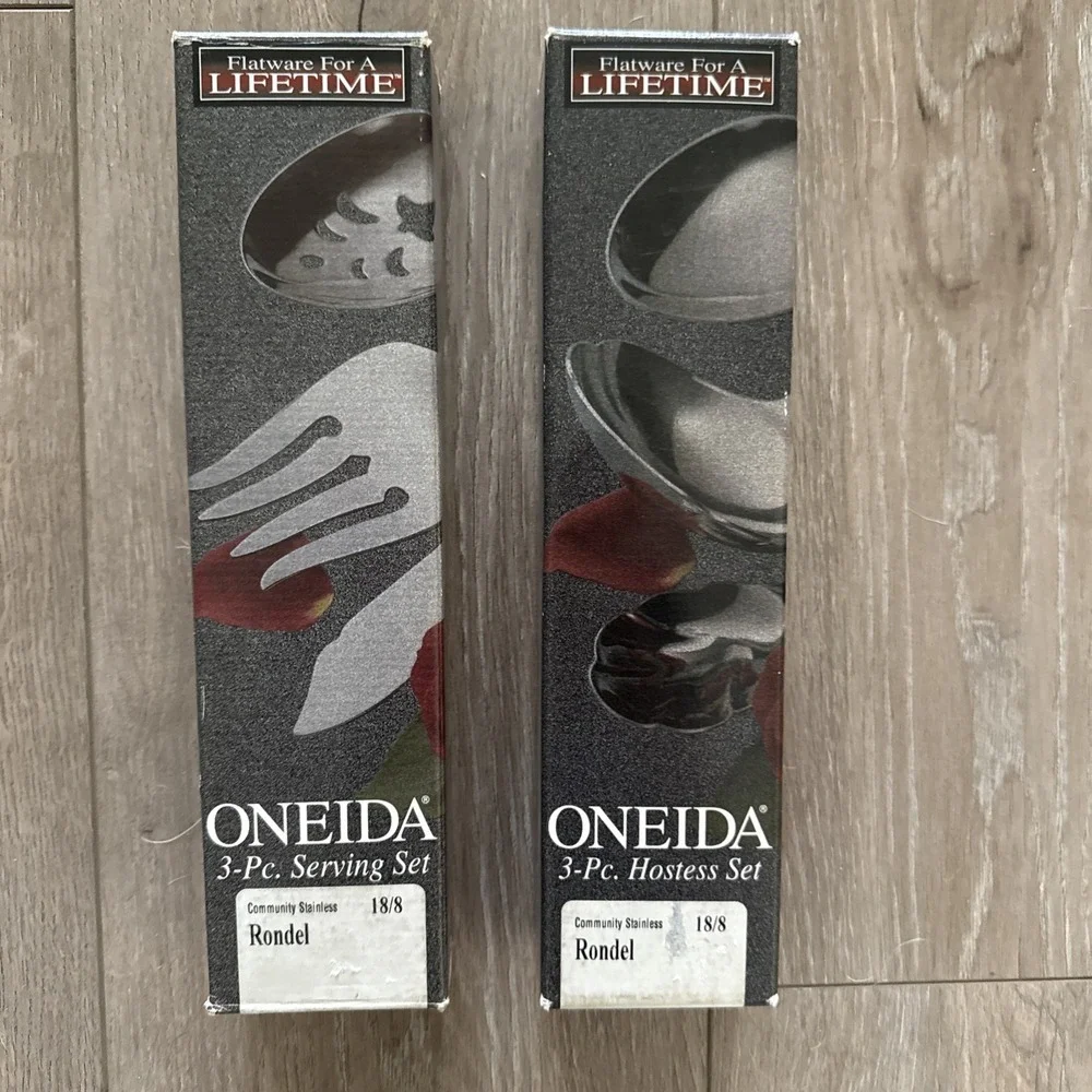 NIB Oneida Rondel 4 Piece Serving & Hostess Set 18/8 Stainless Flatware NEW